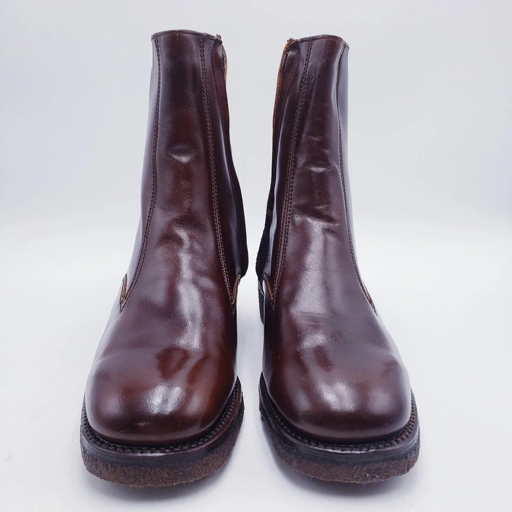 Vintage‎ Florsheim Zip Up Boots Brown Leather Faux Fur Lined Mens Size 7 D